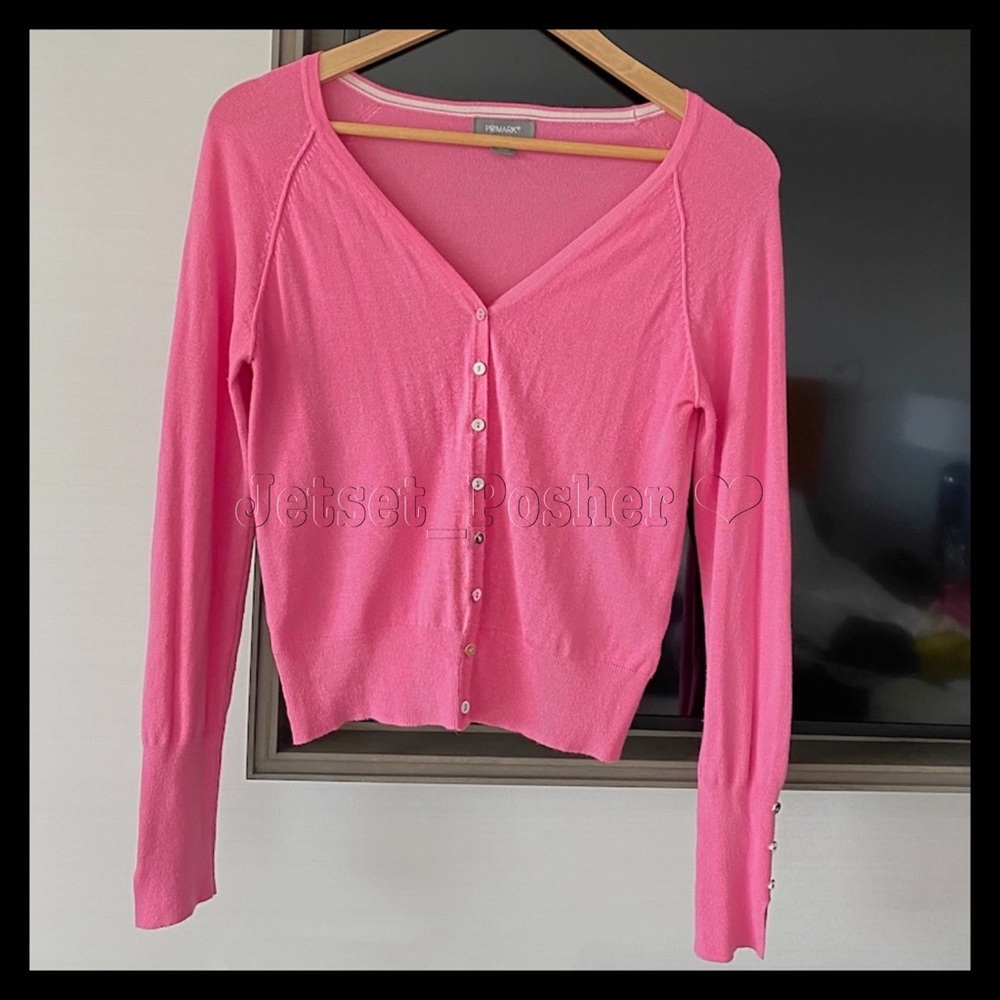 Gorgeous Primark Pink Cardigan Sweater with Silver Buttons Sleeve Hem Slit - M